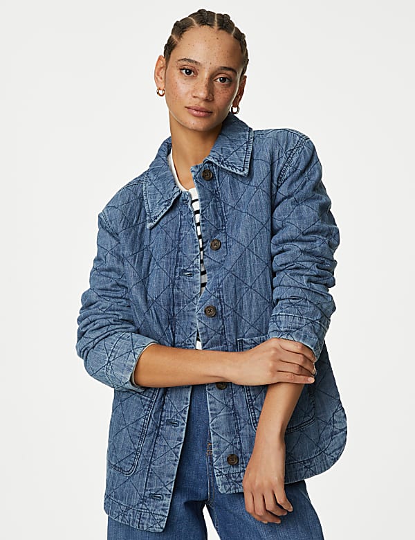 Pure Cotton Denim Quilted Shacket - FI