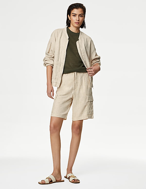 Linen Rich Bomber Jacket - FI