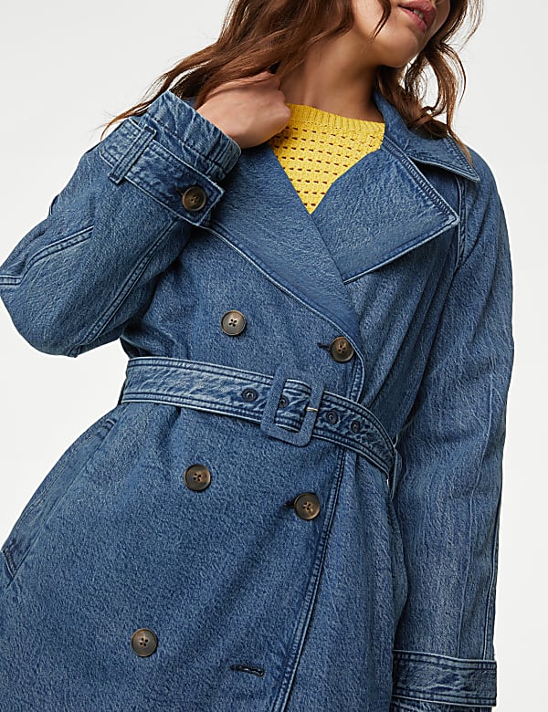 Cotton Rich Denim Belted Trench Coat