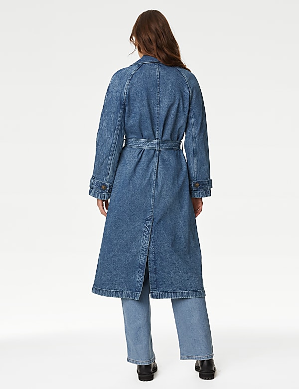 Cotton Rich Denim Belted Trench Coat