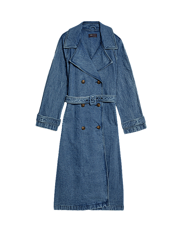 Cotton Rich Denim Belted Trench Coat
