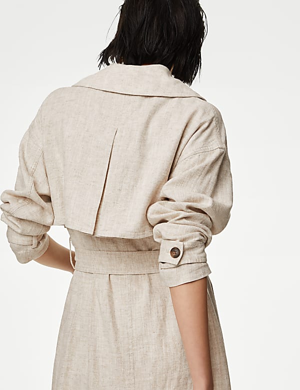 Linen Blend Longline Trench Coat