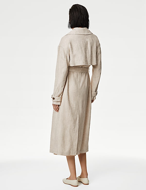 Linen Blend Longline Trench Coat