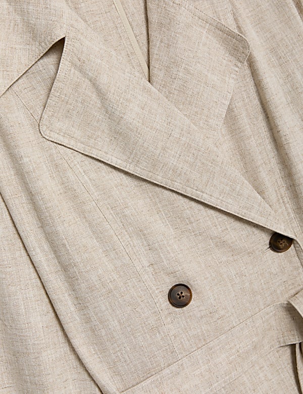 Linen Blend Longline Trench Coat