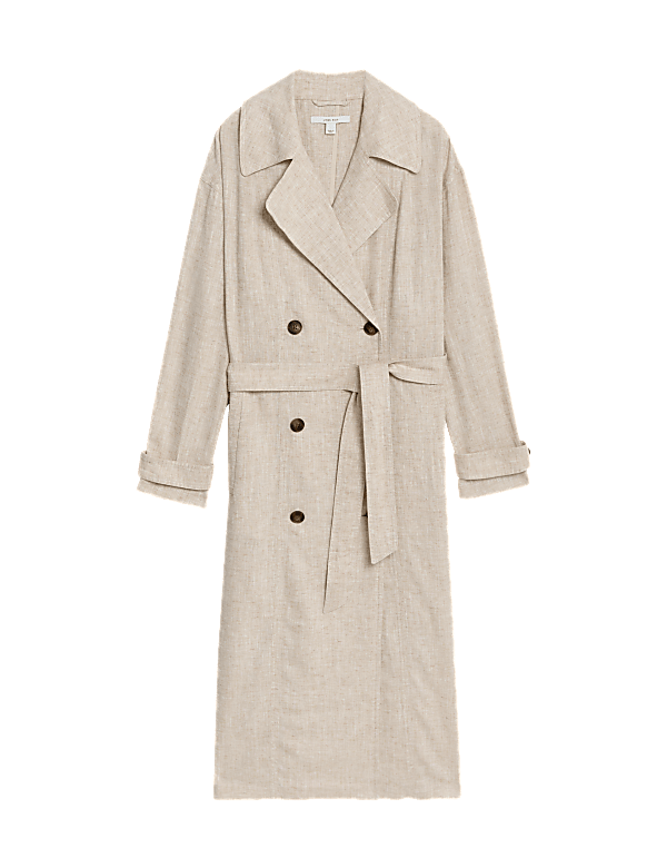 Linen Blend Longline Trench Coat