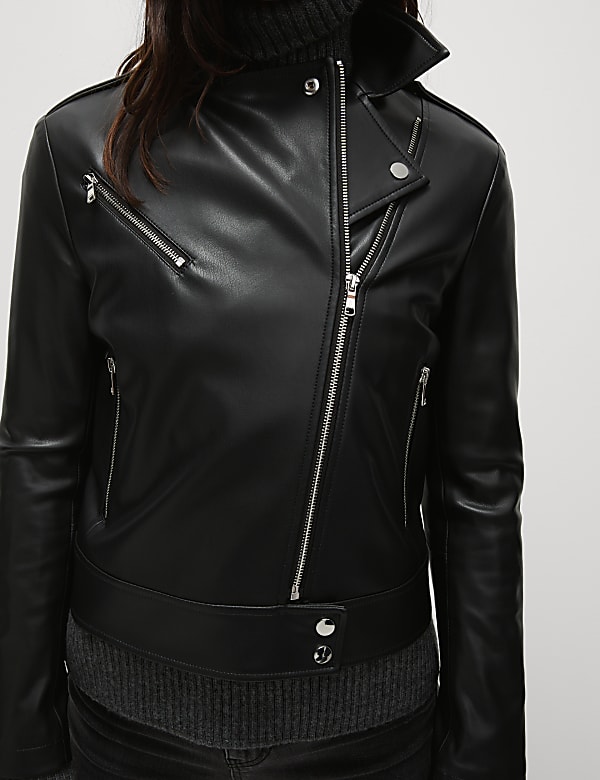 Petite Faux Leather Biker Jacket - UA