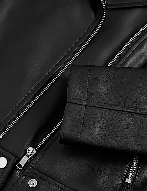 Petite Faux Leather Biker Jacket - UA