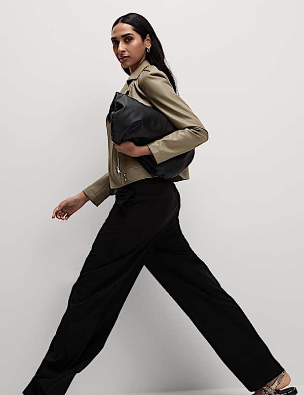 Petite Faux Leather Biker Jacket - MX