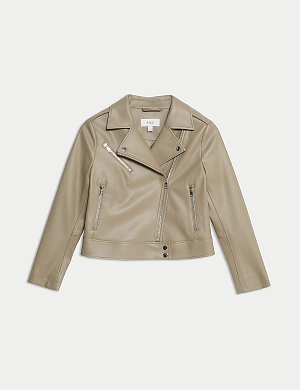 Petite Faux Leather Biker Jacket - MX