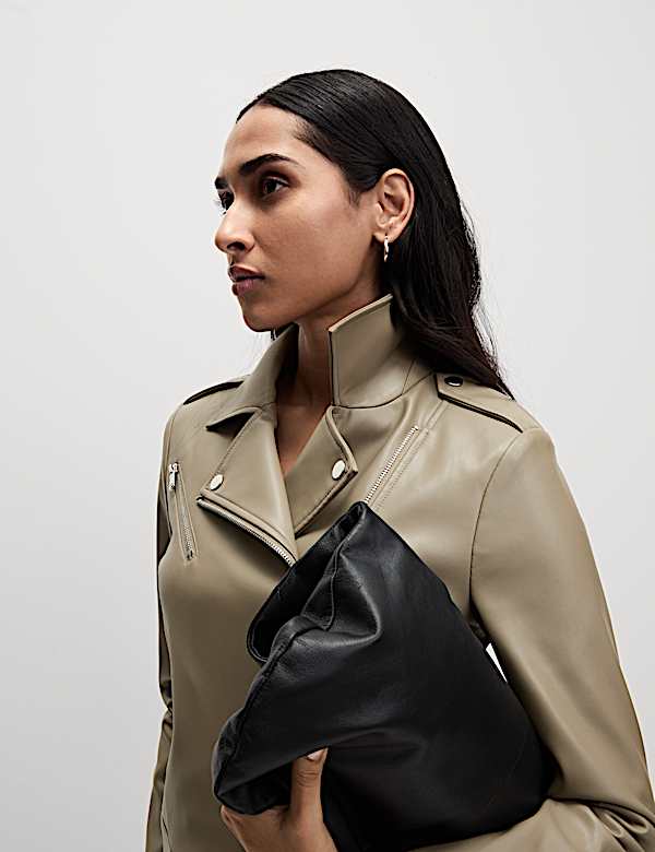 Faux Leather Biker Jacket - SE
