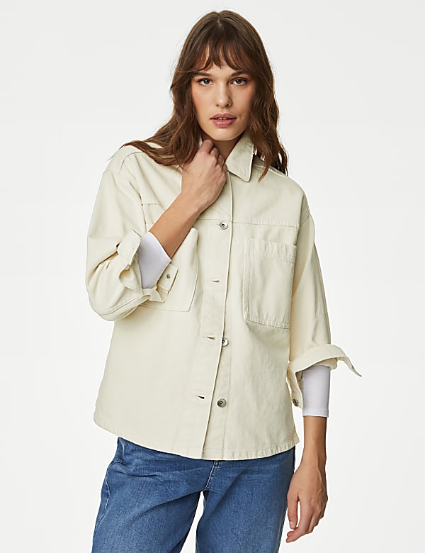 Pure Cotton Denim Relaxed Shacket