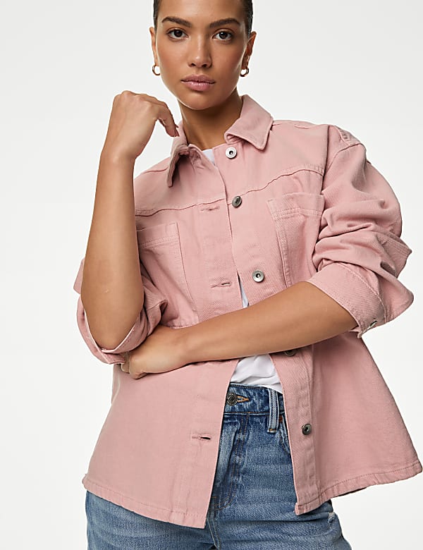 M&s pink denim jacket clearance
