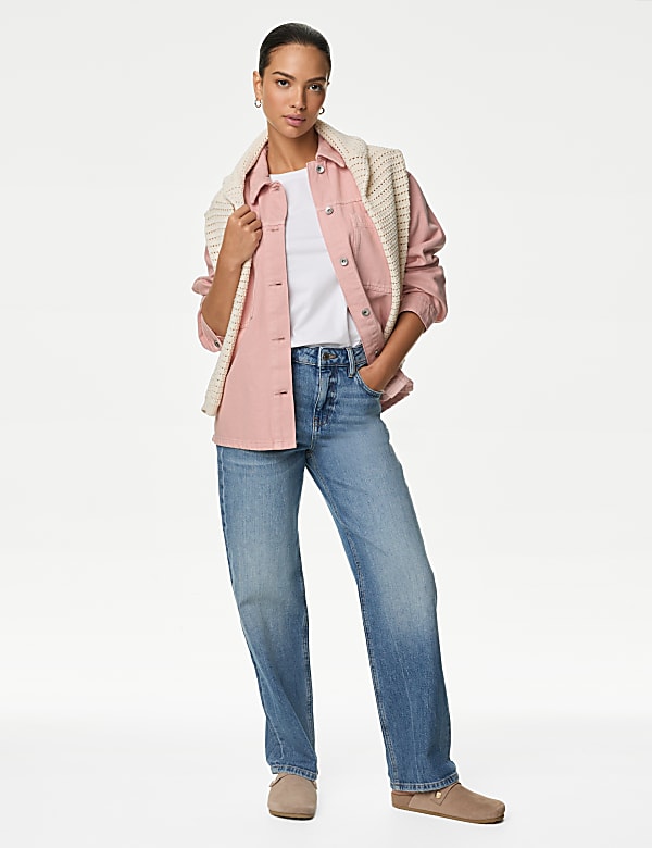 Pure Cotton Denim Relaxed Shacket