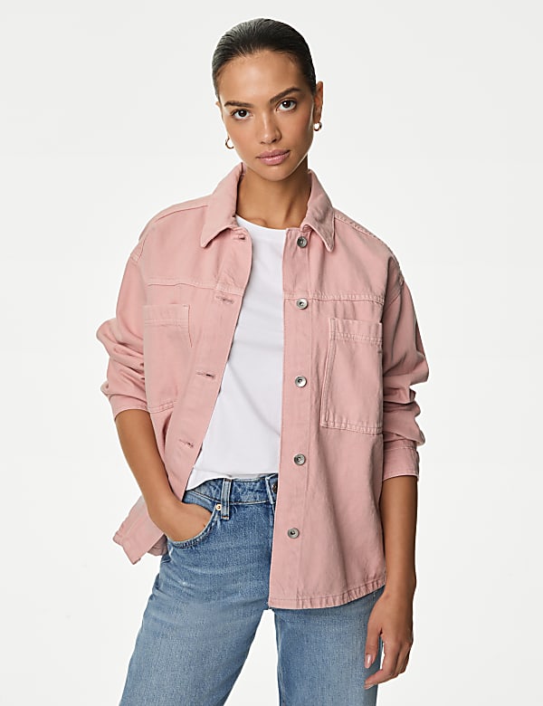 Pure Cotton Denim Relaxed Shacket