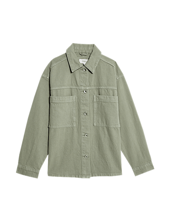 Pure Cotton Denim Relaxed Shacket