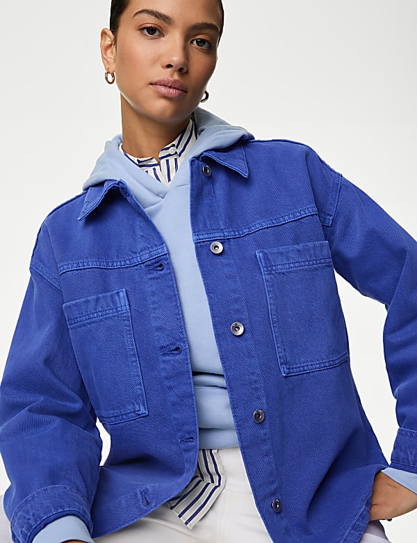 Pure Cotton Denim Relaxed Shacket - HR