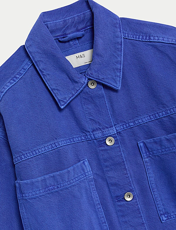 Pure Cotton Denim Relaxed Shacket
