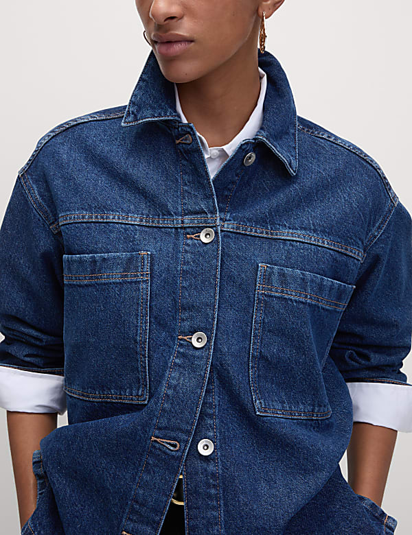Pure Cotton Denim Relaxed Shacket