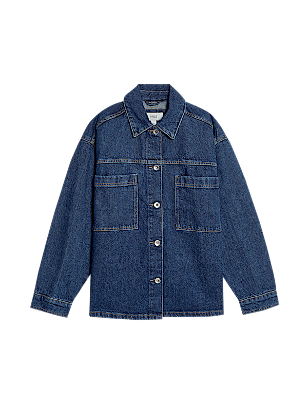 Pure Cotton Denim Relaxed Shacket