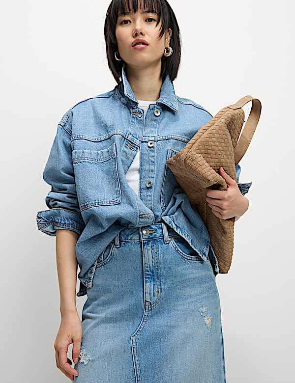 Pure Cotton Denim Relaxed Shacket - KG