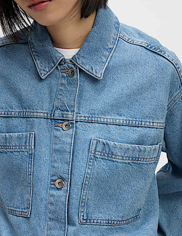 Pure Cotton Denim Relaxed Shacket