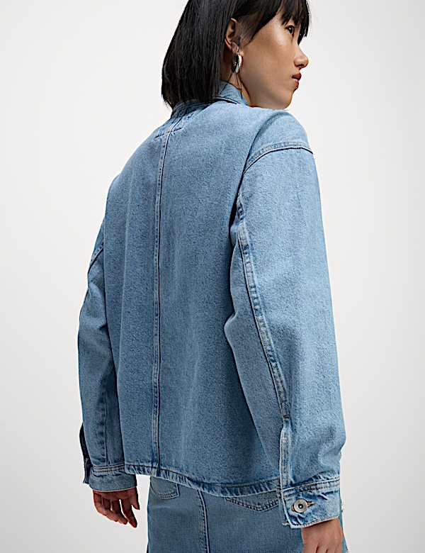 Pure Cotton Denim Relaxed Shacket
