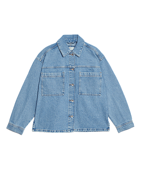 Pure Cotton Denim Relaxed Shacket