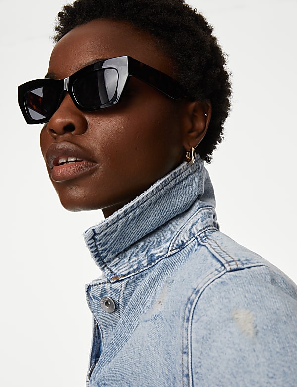 Denim Distressed Collared Jacket