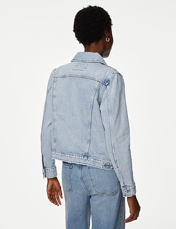 Denim Distressed Collared Jacket