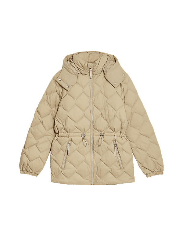 Feather & Down Quilted Hooded Puffer Jacket