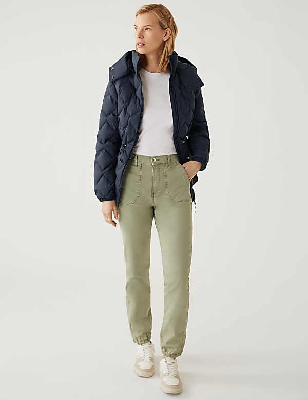 Feather & Down Quilted Hooded Puffer Jacket