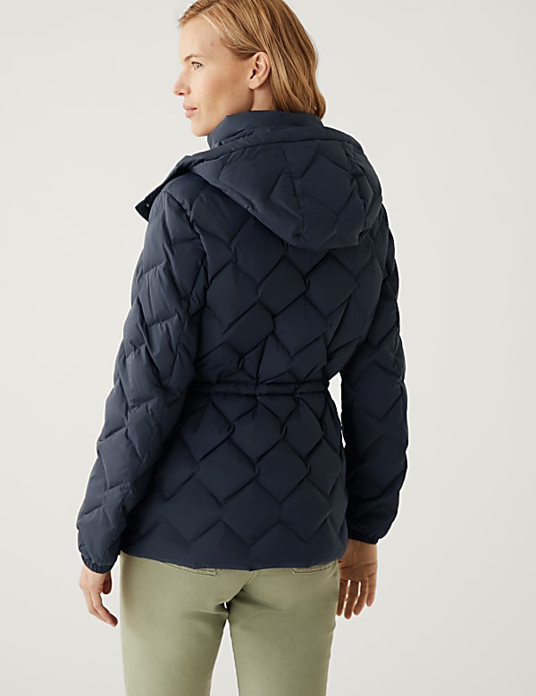 Feather & Down Quilted Hooded Puffer Jacket