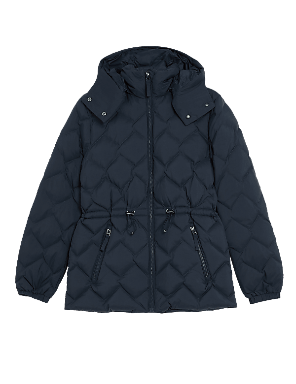 Feather & Down Quilted Hooded Puffer Jacket