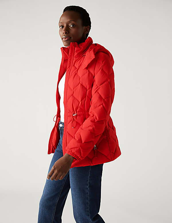 Feather & Down Quilted Hooded Puffer Jacket