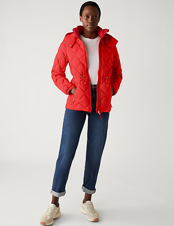 Feather & Down Quilted Hooded Puffer Jacket