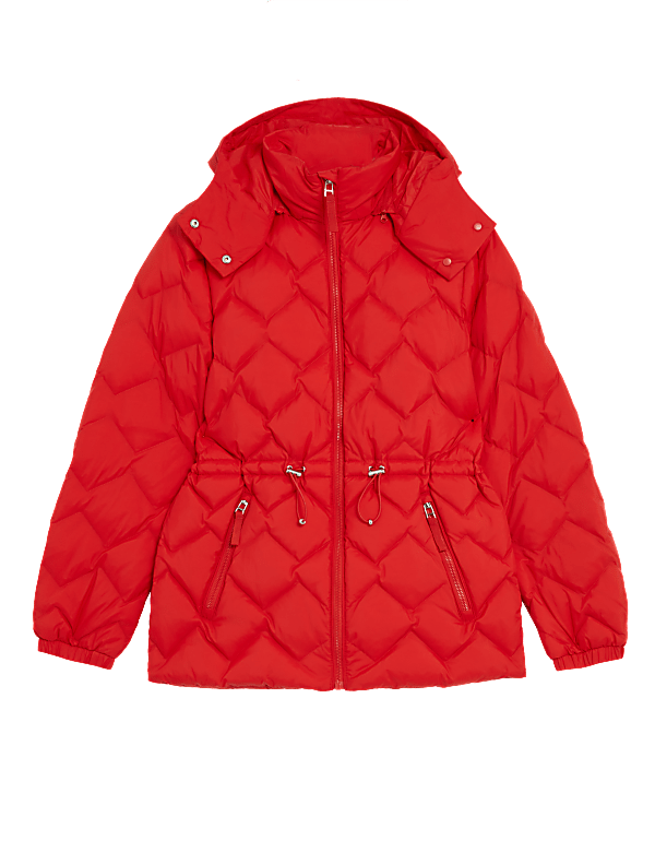 Feather & Down Quilted Hooded Puffer Jacket