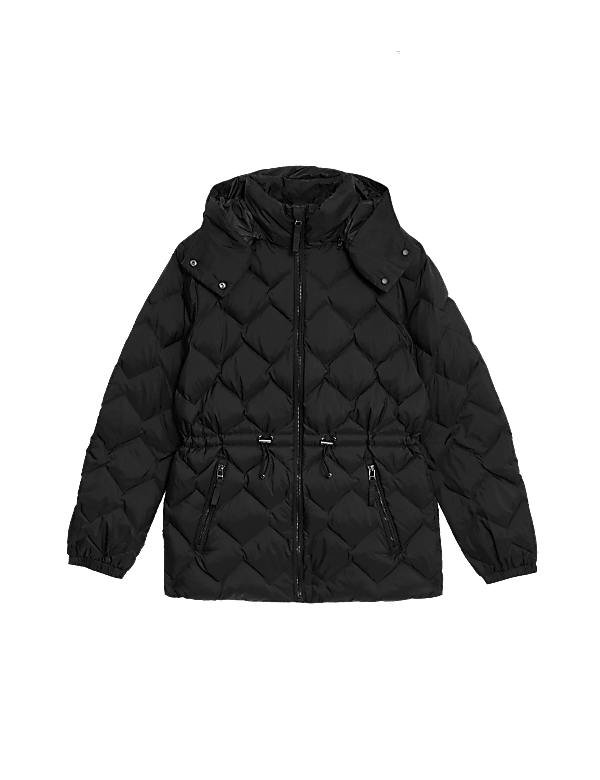 Feather & Down Quilted Hooded Puffer Jacket