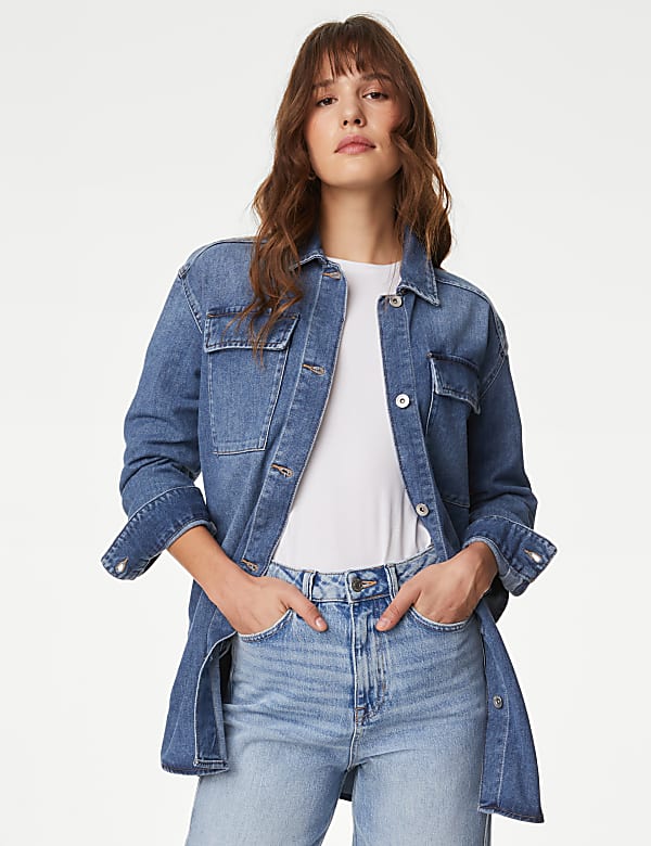 Cotton Rich Denim Longline Overshirt - FI