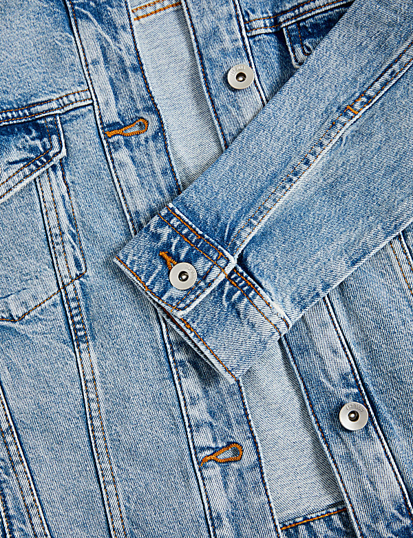 Cotton Rich Collarless Denim Jacket