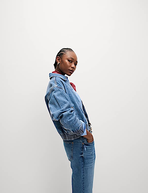 Denim Relaxed Harrington Jacket - GR