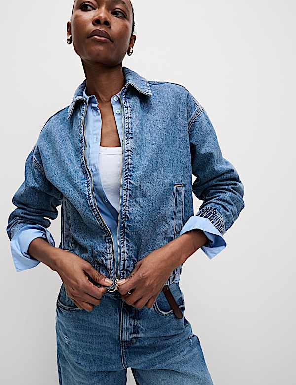 Denim Relaxed Harrington Jacket - GR