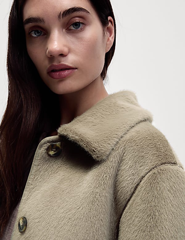 Faux Fur Collared Short Jacket