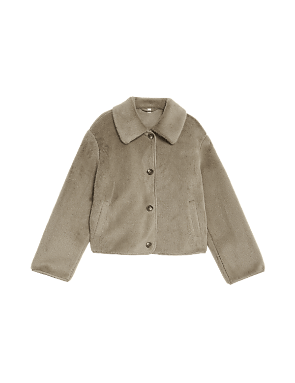 Faux Fur Collared Short Jacket