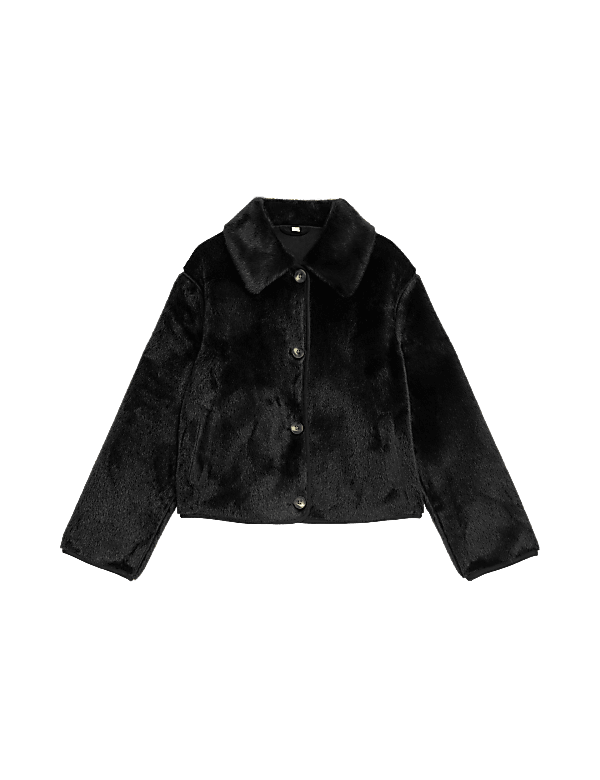 Faux Fur Collared Short Jacket