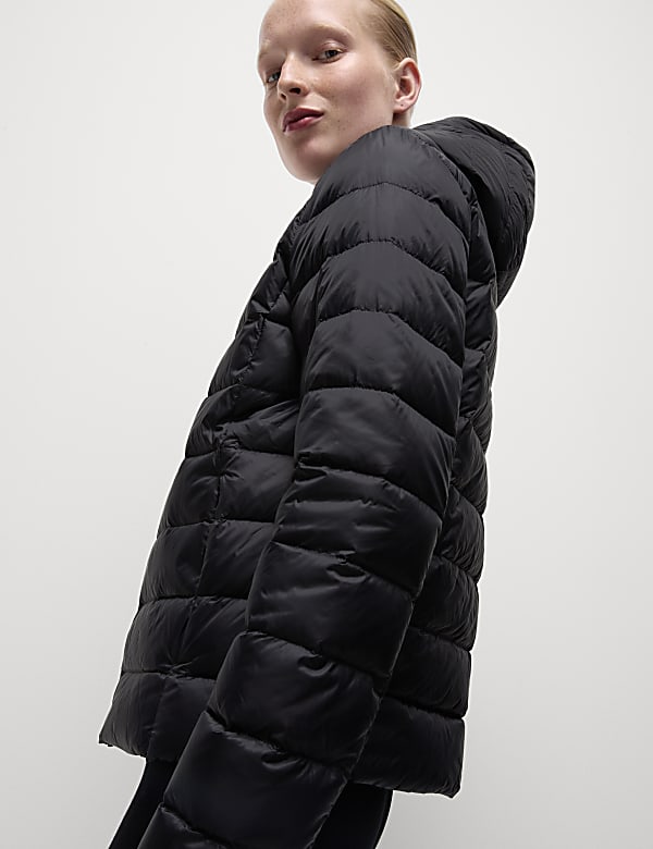 Feather & Down Hooded Packaway Relaxed Jacket