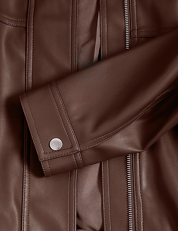 Faux Leather Harrington Jacket