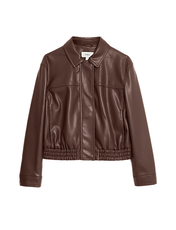 Faux Leather Harrington Jacket