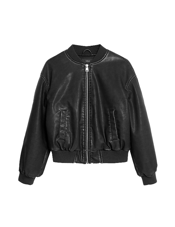 Buy Faux Leather Aged Bomber Jacket at Marks & Spencer