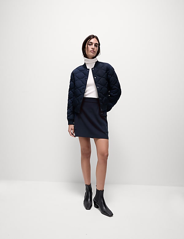 Satin Quilted Relaxed Bomber Jacket