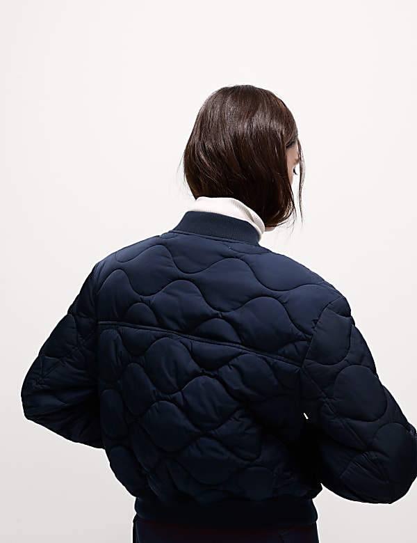 Satin Quilted Relaxed Bomber Jacket